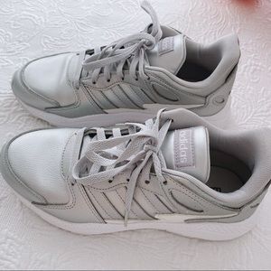 Adidas silver cloudfoam sneakers